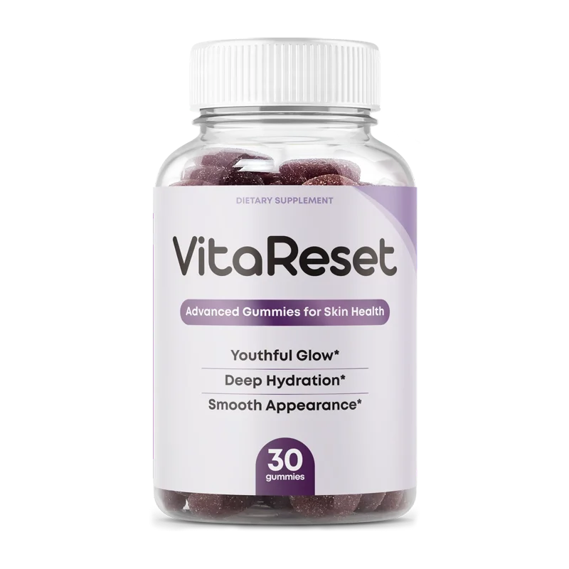 VitaReset Advanced Gummies for Skin Health, 30-gummy bottle, as shown on the vitareset.net product listing